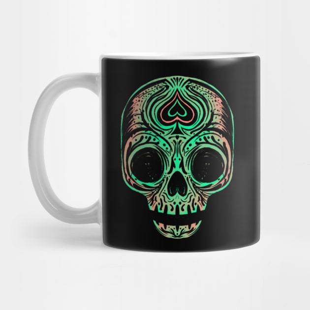 Sugar Skull - Salmon Green by RudeOne